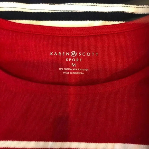 Karen Scott Short Sleeve Striped Top - Picture 3 of 5